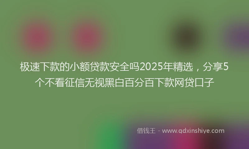 极速下款的小额贷款安全吗2025年精选，分享5个不看征信无视黑白百分百下款网贷口子