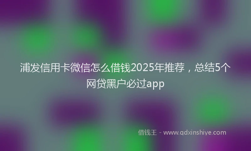 浦发信用卡微信怎么借钱2025年推荐，总结5个网贷黑户必过app