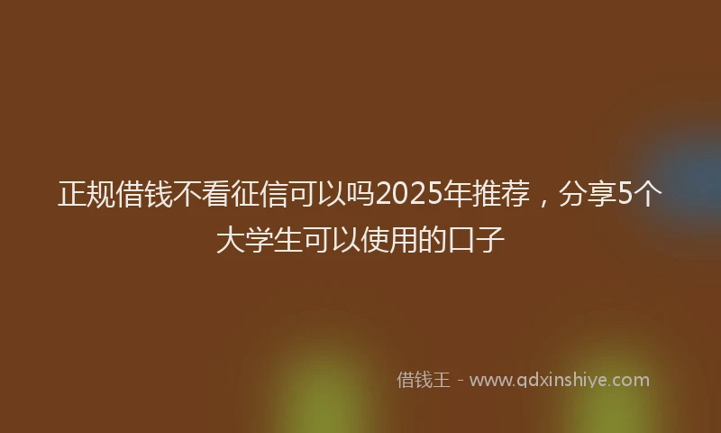 正规借钱不看征信可以吗2025年推荐，分享5个大学生可以使用的口子