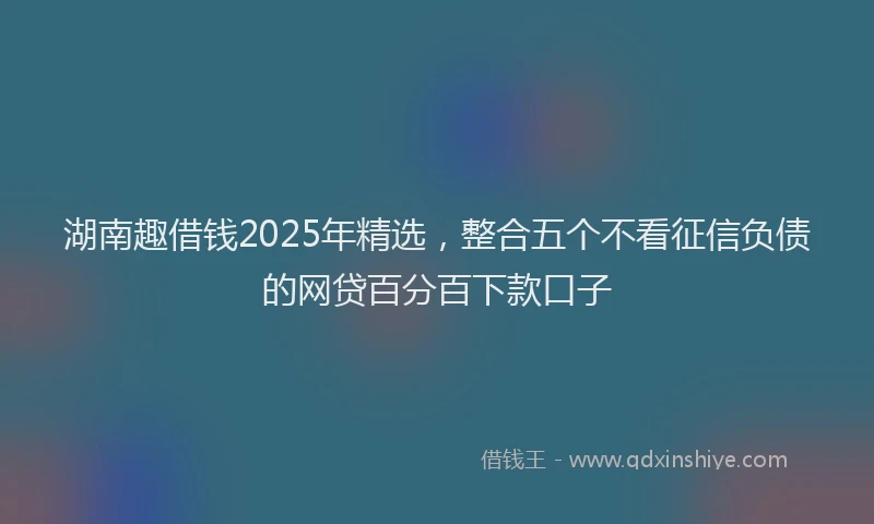 湖南趣借钱2025年精选，整合五个不看征信负债的网贷百分百下款口子