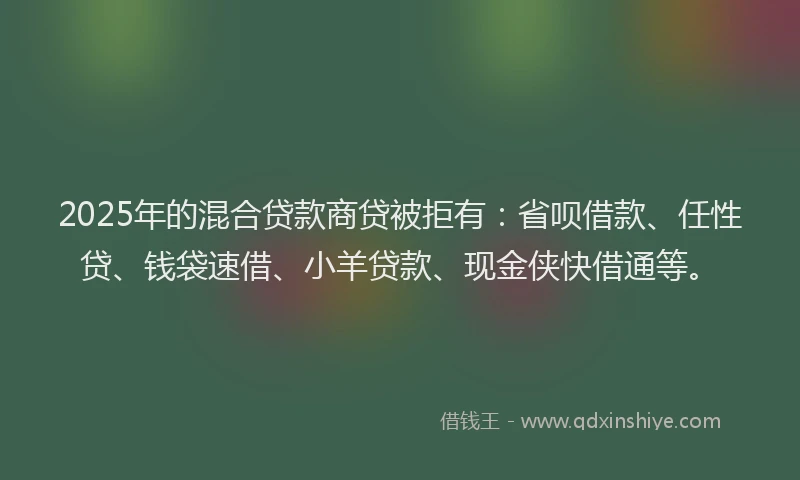 2025年的混合贷款商贷被拒有：省呗借款、任性贷、钱袋速借、小羊贷款、现金侠快借通等。