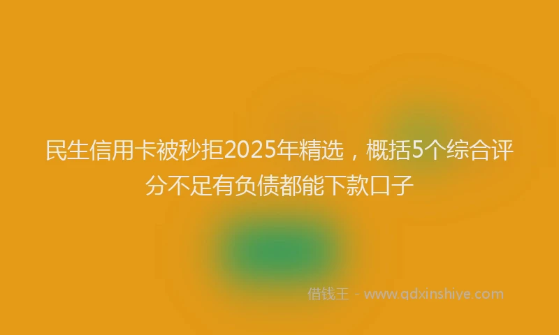 民生信用卡被秒拒2025年精选，概括5个综合评分不足有负债都能下款口子