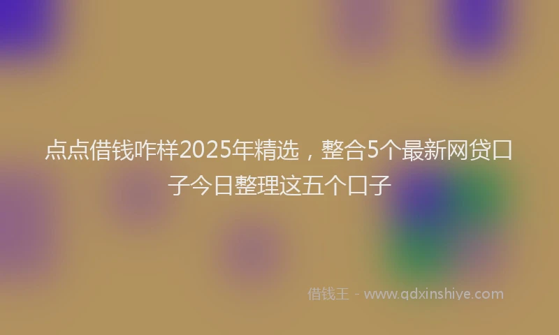 点点借钱咋样2025年精选，整合5个最新网贷口子今日整理这五个口子