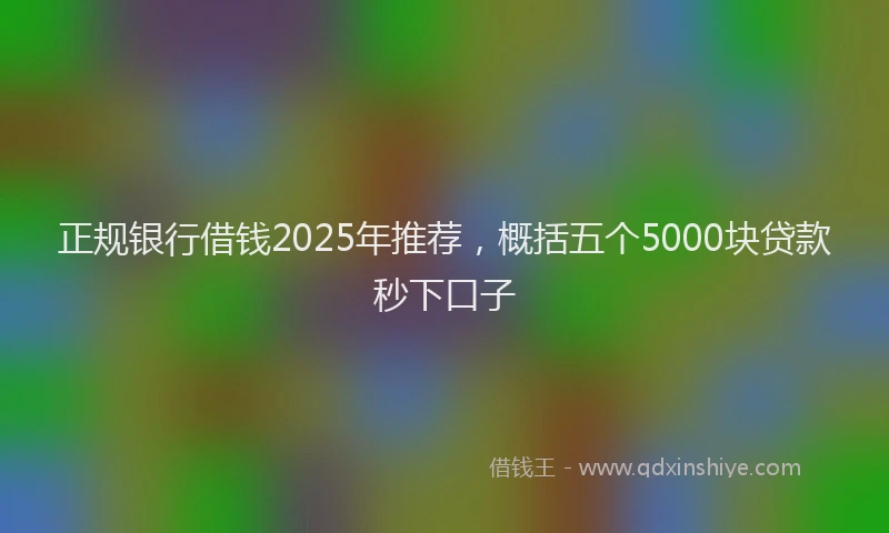 正规银行借钱2025年推荐，概括五个5000块贷款秒下口子
