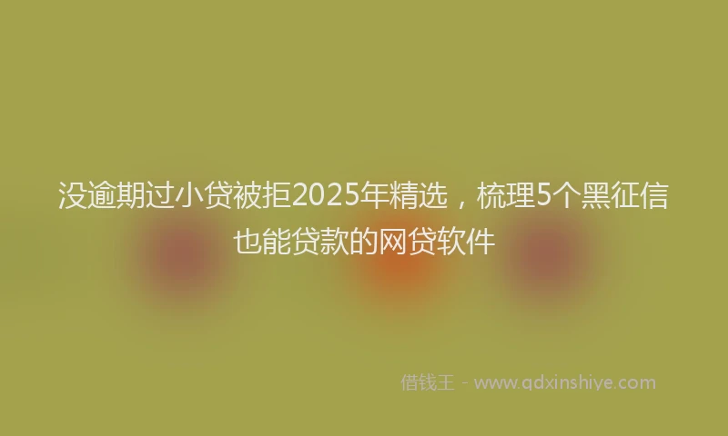没逾期过小贷被拒2025年精选，梳理5个黑征信也能贷款的网贷软件