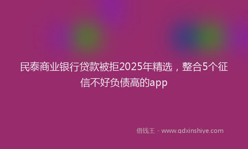 民泰商业银行贷款被拒2025年精选，整合5个征信不好负债高的app