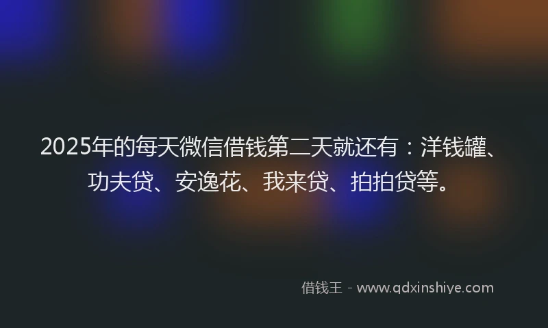 2025年的每天微信借钱第二天就还有：洋钱罐、功夫贷、安逸花、我来贷、拍拍贷等。