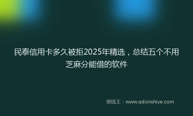 民泰信用卡多久被拒2025年精选，总结五个不用芝麻分能借的软件