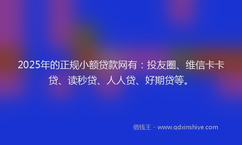 2025年的正规小额贷款网有：投友圈、维信卡卡贷、读秒贷、人人贷、好期贷等。