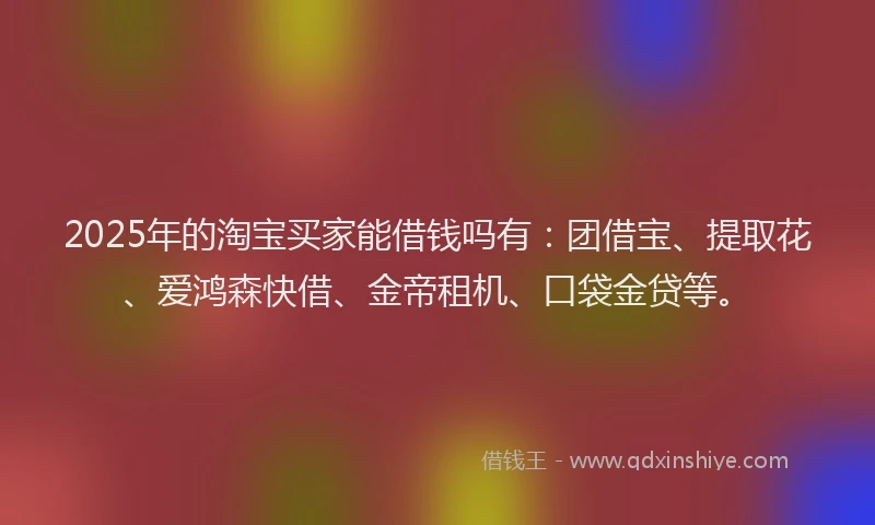 2025年的淘宝买家能借钱吗有：团借宝、提取花、爱鸿森快借、金帝租机、口袋金贷等。