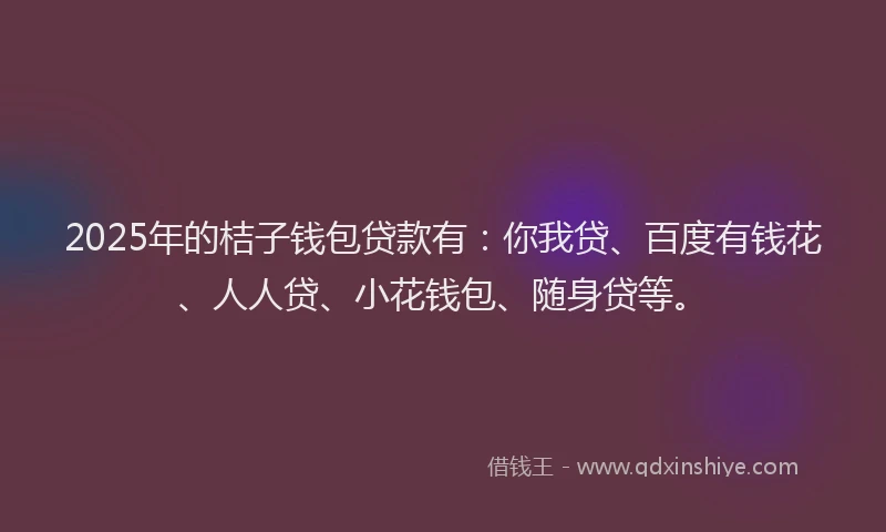 2025年的桔子钱包贷款有：你我贷、百度有钱花、人人贷、小花钱包、随身贷等。