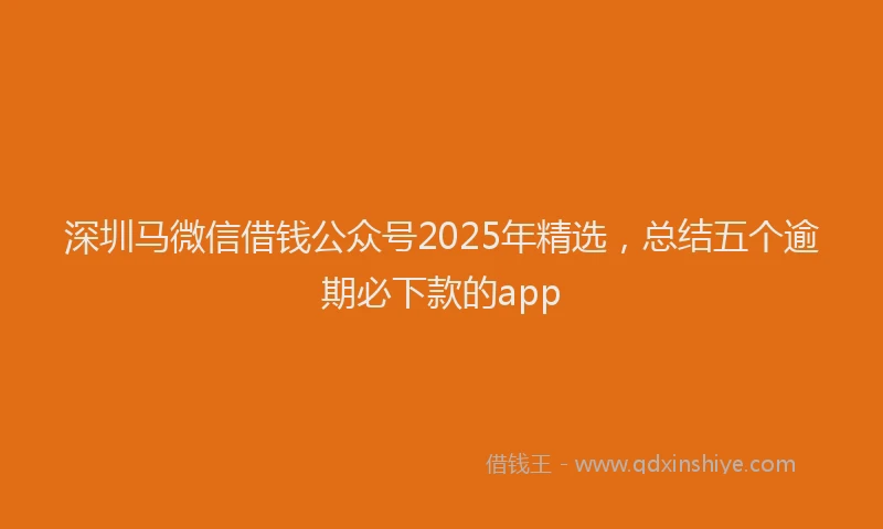 深圳马微信借钱公众号2025年精选，总结五个逾期必下款的app
