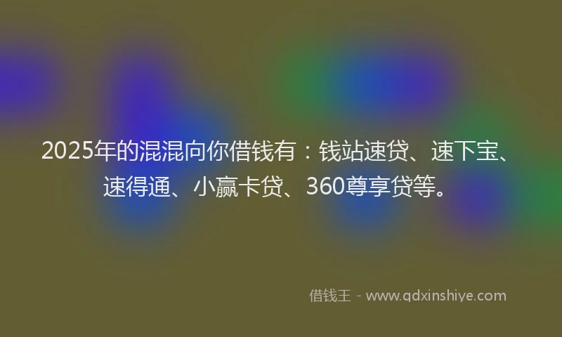 2025年的混混向你借钱有：钱站速贷、速下宝、速得通、小赢卡贷、360尊享贷等。