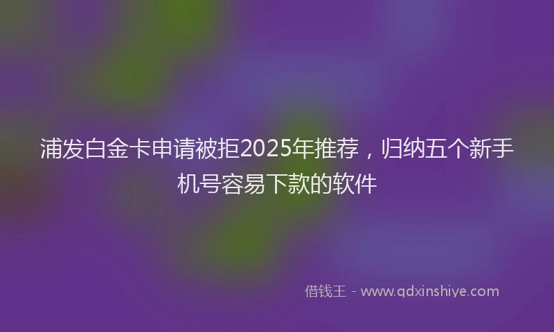 浦发白金卡申请被拒2025年推荐，归纳五个新手机号容易下款的软件