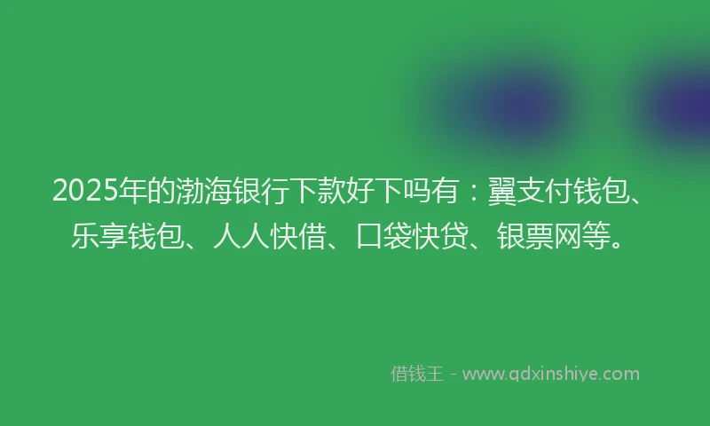 2025年的渤海银行下款好下吗有：翼支付钱包、乐享钱包、人人快借、口袋快贷、银票网等。