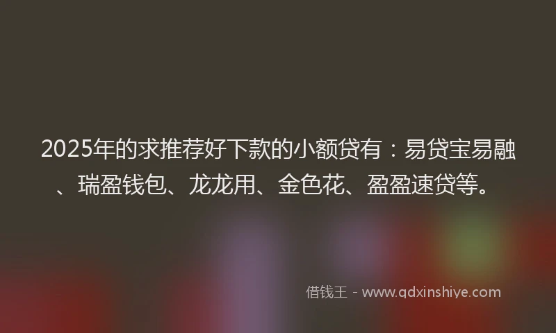 2025年的求推荐好下款的小额贷有：易贷宝易融、瑞盈钱包、龙龙用、金色花、盈盈速贷等。