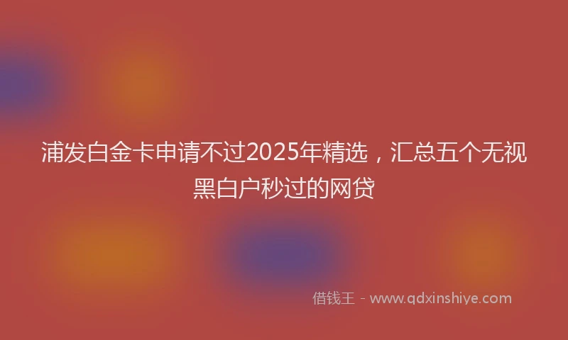浦发白金卡申请不过2025年精选，汇总五个无视黑白户秒过的网贷