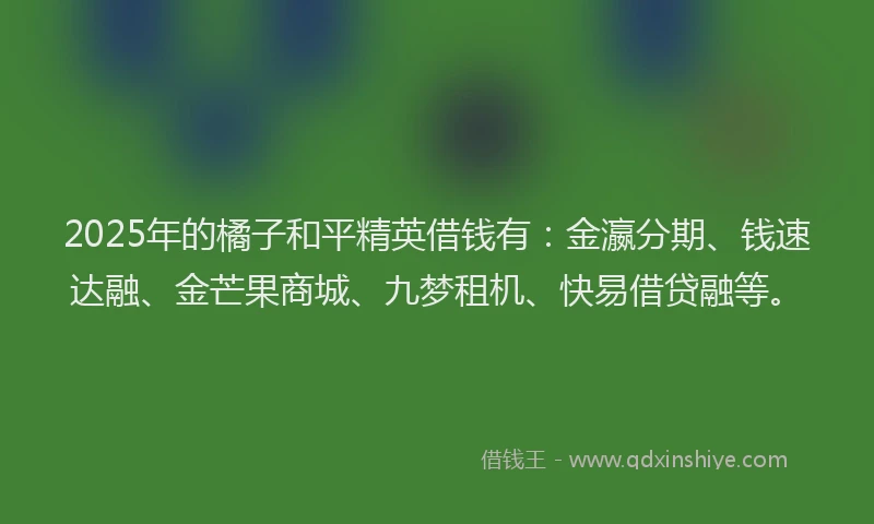 2025年的橘子和平精英借钱有：金瀛分期、钱速达融、金芒果商城、九梦租机、快易借贷融等。