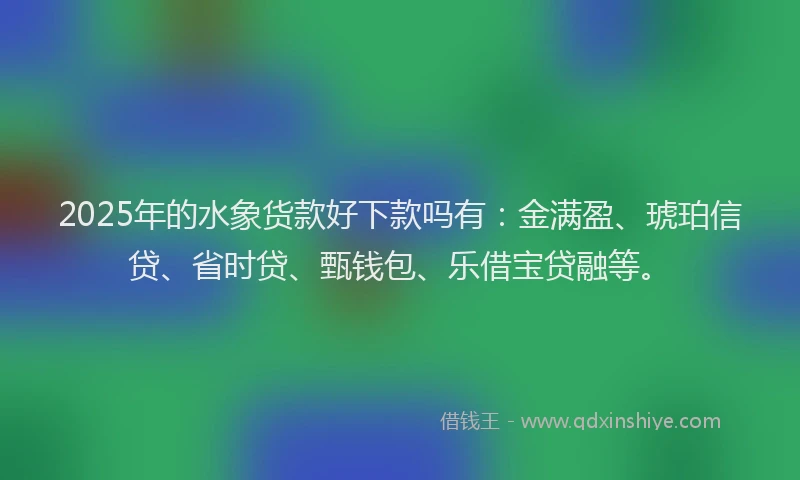 2025年的水象货款好下款吗有：金满盈、琥珀信贷、省时贷、甄钱包、乐借宝贷融等。
