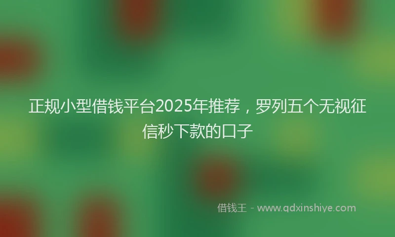 正规小型借钱平台2025年推荐，罗列五个无视征信秒下款的口子