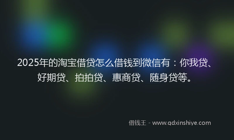 2025年的淘宝借贷怎么借钱到微信有：你我贷、好期贷、拍拍贷、惠商贷、随身贷等。