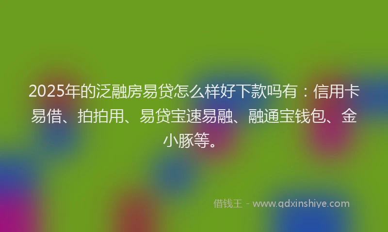 2025年的泛融房易贷怎么样好下款吗有：信用卡易借、拍拍用、易贷宝速易融、融通宝钱包、金小豚等。