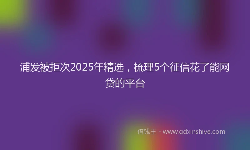 浦发被拒次2025年精选，梳理5个征信花了能网贷的平台