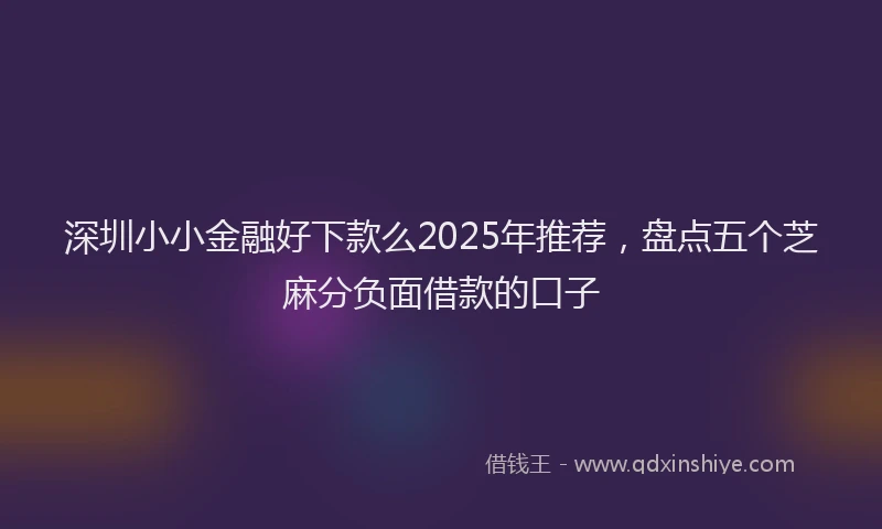 深圳小小金融好下款么2025年推荐，盘点五个芝麻分负面借款的口子