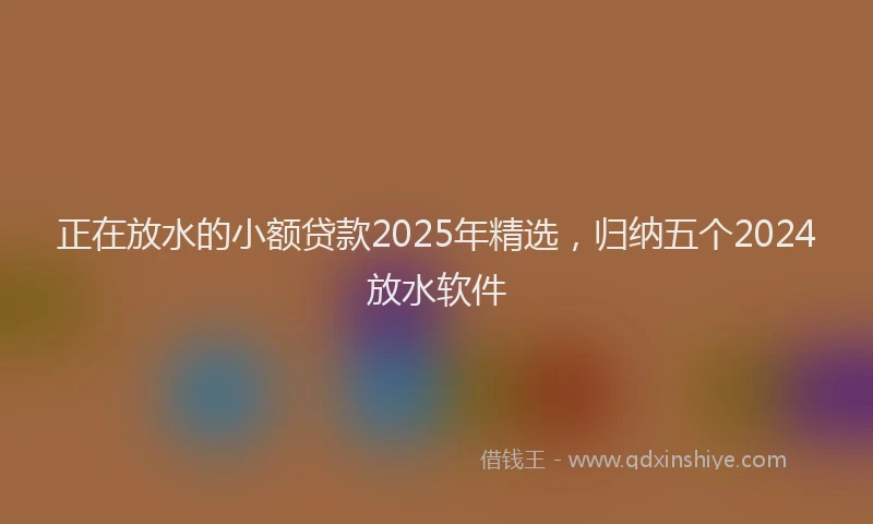 正在放水的小额贷款2025年精选，归纳五个2024放水软件
