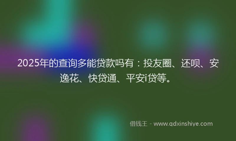 2025年的查询多能贷款吗有：投友圈、还呗、安逸花、快贷通、平安i贷等。