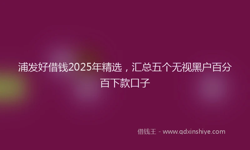 浦发好借钱2025年精选，汇总五个无视黑户百分百下款口子