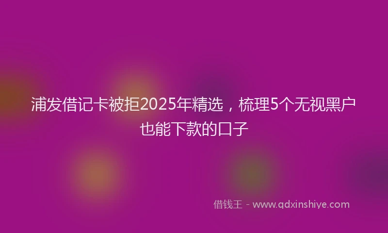 浦发借记卡被拒2025年精选，梳理5个无视黑户也能下款的口子