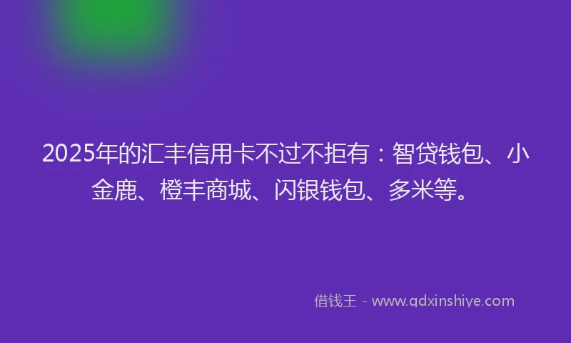 2025年的汇丰信用卡不过不拒有：智贷钱包、小金鹿、橙丰商城、闪银钱包、多米等。