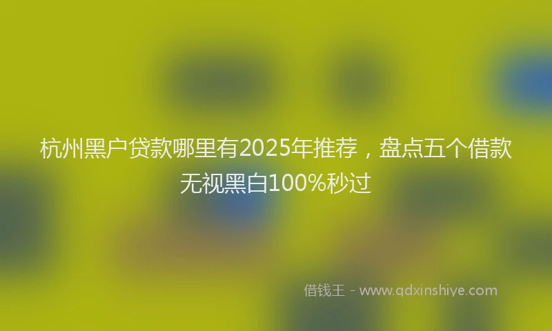 杭州黑户贷款哪里有2025年推荐，盘点五个借款无视黑白100%秒过