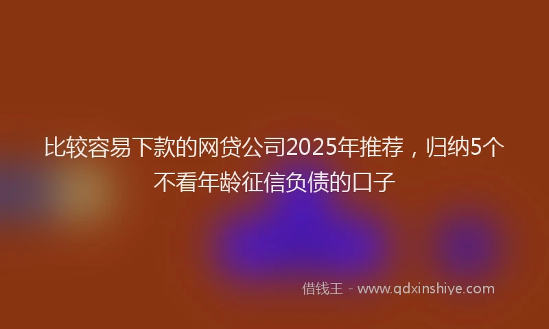 比较容易下款的网贷公司2025年推荐，归纳5个不看年龄征信负债的口子
