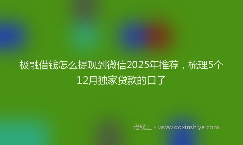 极融借钱怎么提现到微信2025年推荐，梳理5个12月独家贷款的口子