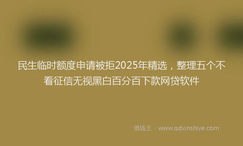 民生临时额度申请被拒2025年精选，整理五个不看征信无视黑白百分百下款网贷软件