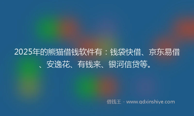 2025年的熊猫借钱软件有：钱袋快借、京东易借、安逸花、有钱来、银河信贷等。