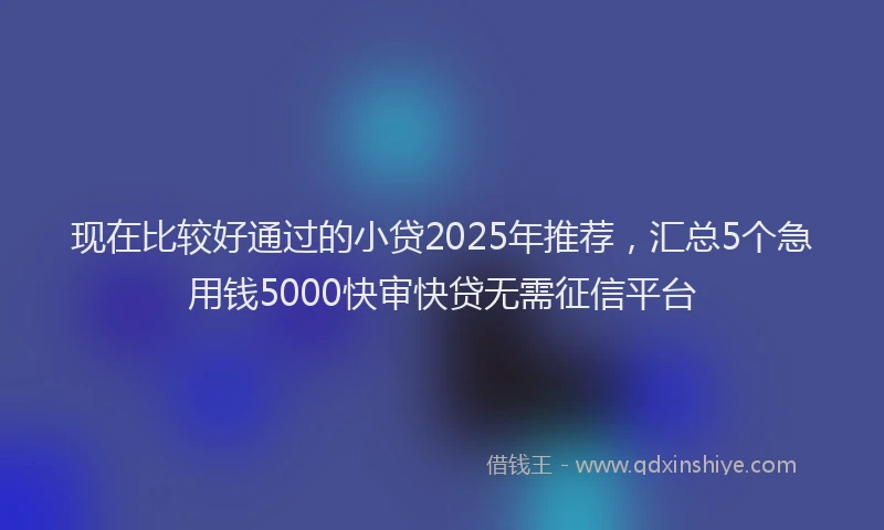 现在比较好通过的小贷2025年推荐，汇总5个急用钱5000快审快贷无需征信平台