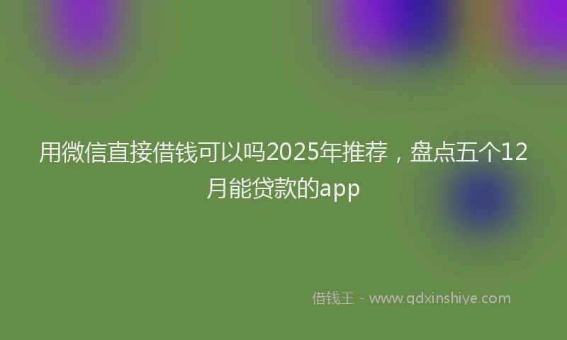 用微信直接借钱可以吗2025年推荐，盘点五个12月能贷款的app