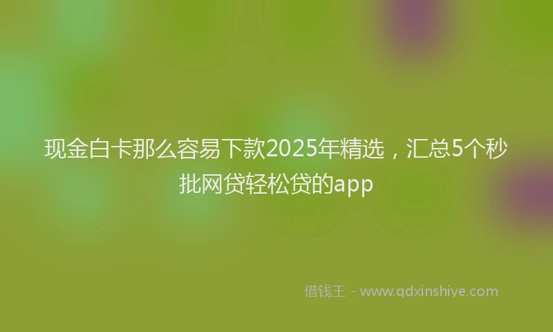 现金白卡那么容易下款2025年精选，汇总5个秒批网贷轻松贷的app
