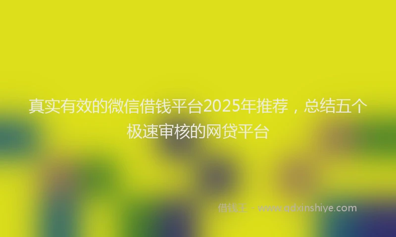 真实有效的微信借钱平台2025年推荐，总结五个极速审核的网贷平台