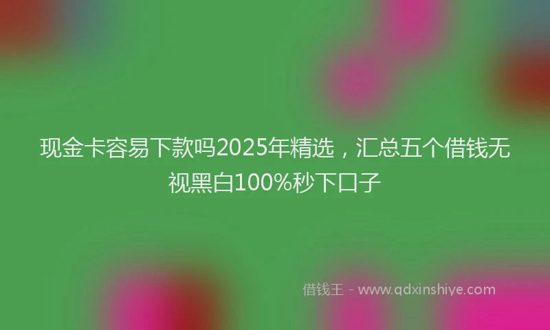 现金卡容易下款吗2025年精选，汇总五个借钱无视黑白100%秒下口子