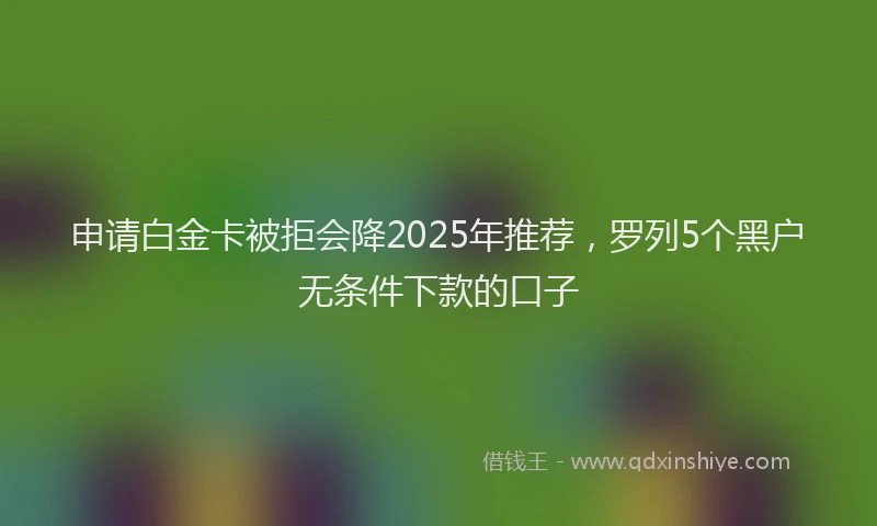 申请白金卡被拒会降2025年推荐，罗列5个黑户无条件下款的口子