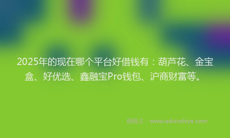 2025年的现在哪个平台好借钱有：葫芦花、金宝盒、好优选、鑫融宝Pro钱包、沪商财富等。