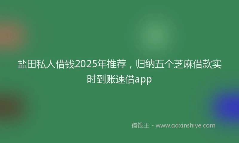 盐田私人借钱2025年推荐，归纳五个芝麻借款实时到账速借app