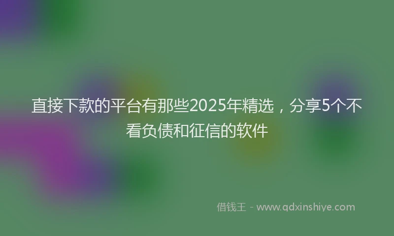 直接下款的平台有那些2025年精选，分享5个不看负债和征信的软件