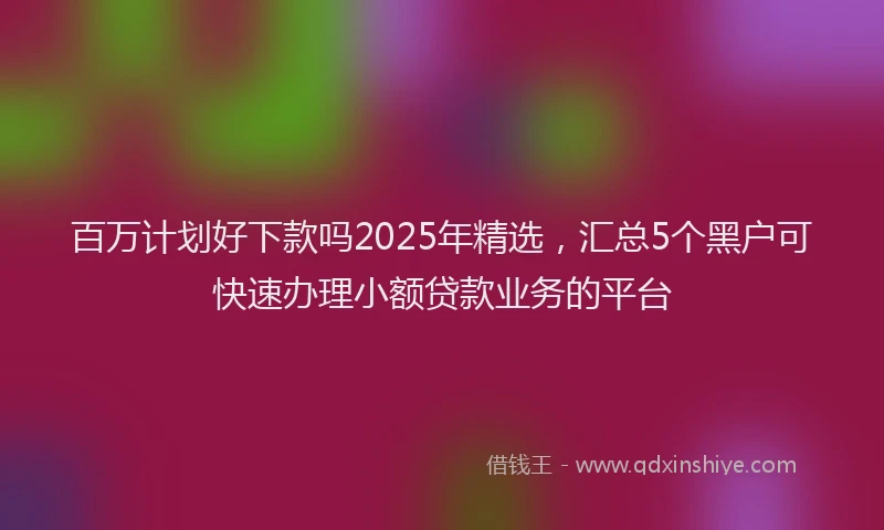 百万计划好下款吗2025年精选，汇总5个黑户可快速办理小额贷款业务的平台