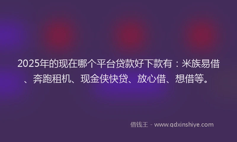 2025年的现在哪个平台贷款好下款有：米族易借、奔跑租机、现金侠快贷、放心借、想借等。