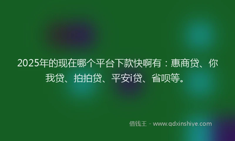 2025年的现在哪个平台下款快啊有：惠商贷、你我贷、拍拍贷、平安i贷、省呗等。